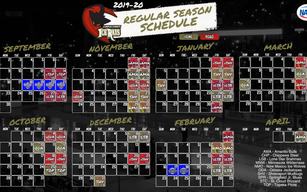 ICERAYS ANNOUNCE 2019-20 REGULAR SEASON SCHEDULE
