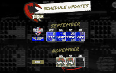 ICERAYS ANNOUNCE HOME DATE CHANGE, SHOWCASE OPPONENTS