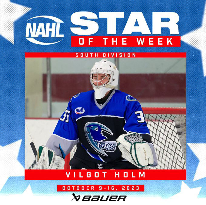 IceRays’ Holm Selected NAHL South Star Of The Week After Sensational Weekend; Cafarelli Honorable Mention
