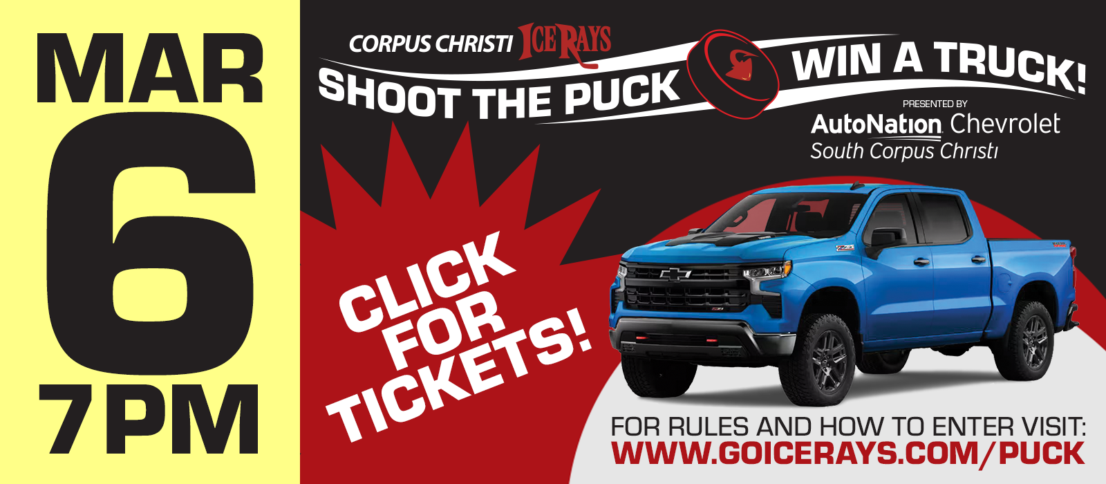 March 6th - Shoot the Puck - Win a Truck March 6th - Shoot the Puck - Win a Truck