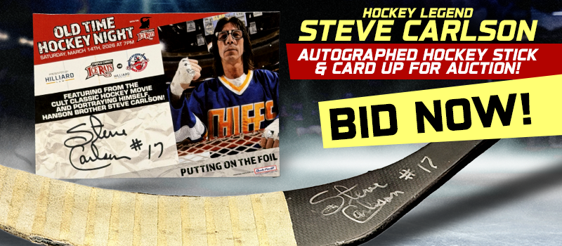 Promo Steve Carlson DASH Auction - Autographed Card and Hockey Stick Promo Steve Carlson DASH Auction - Autographed Card and Hockey Stick